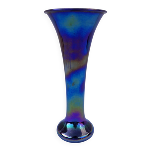 Vase en verre irisé