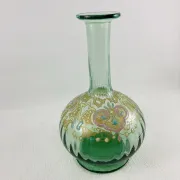 Moser Type Green Enamelled Glass Ball Vase Soliflore - 1900