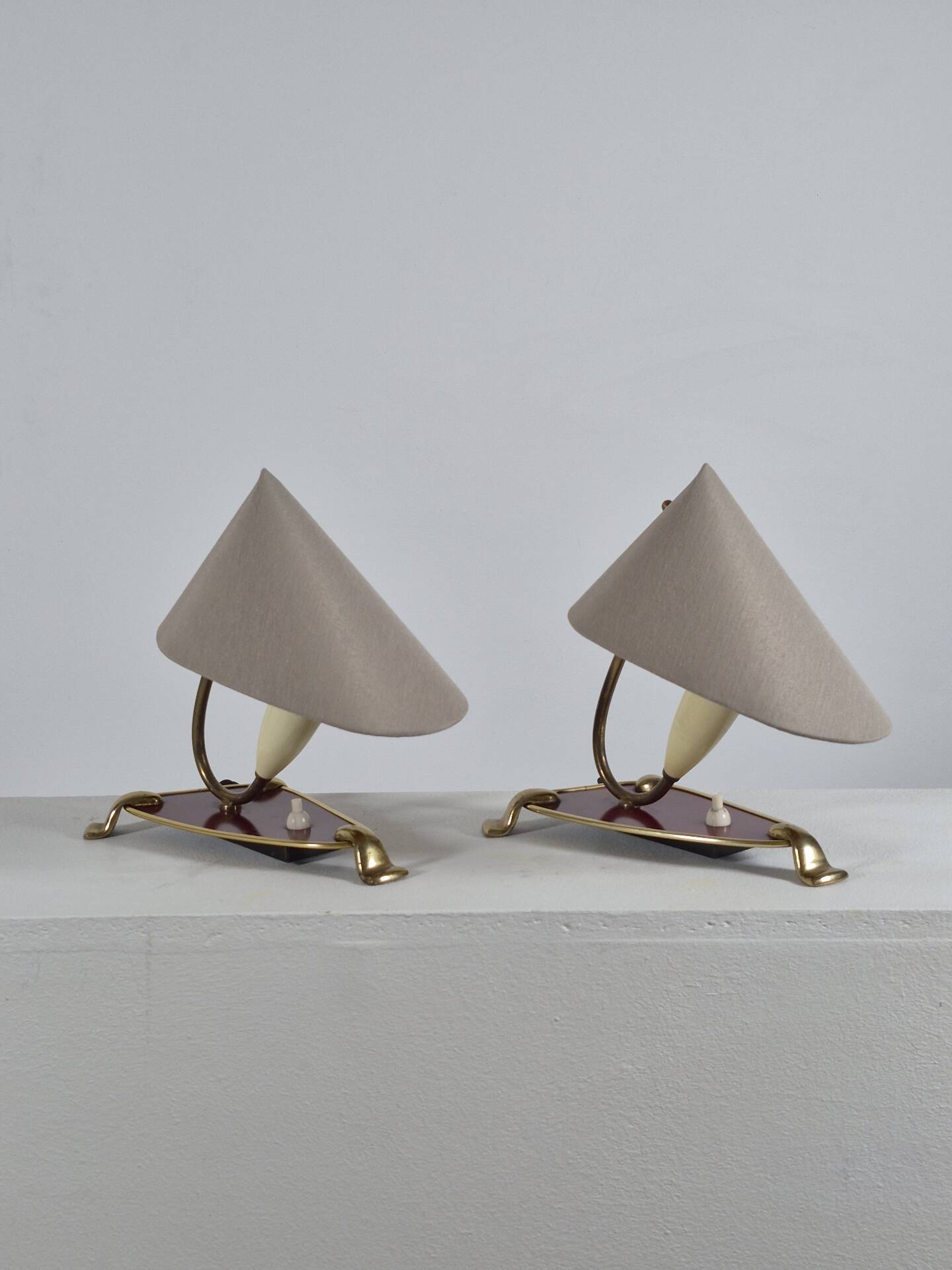 Pair of vintage brass wall or table lamps from the 1950s.