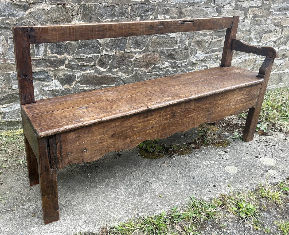 Banc de cheminée ancien en bois, fin XIXème s