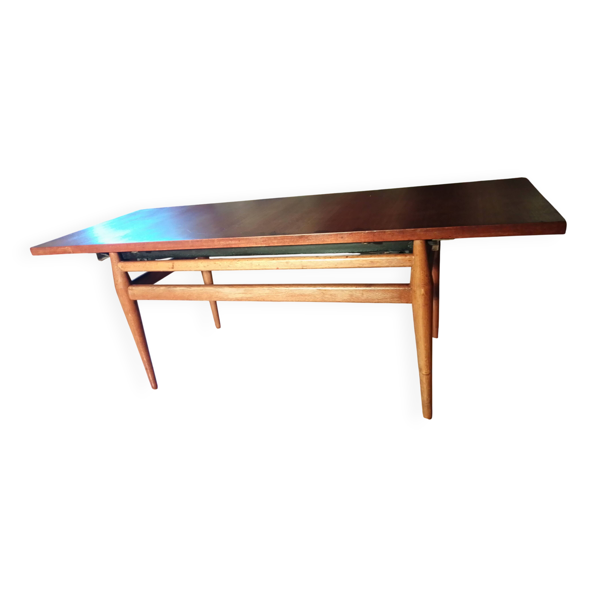 Table basse teck Vintage scandinave relevable