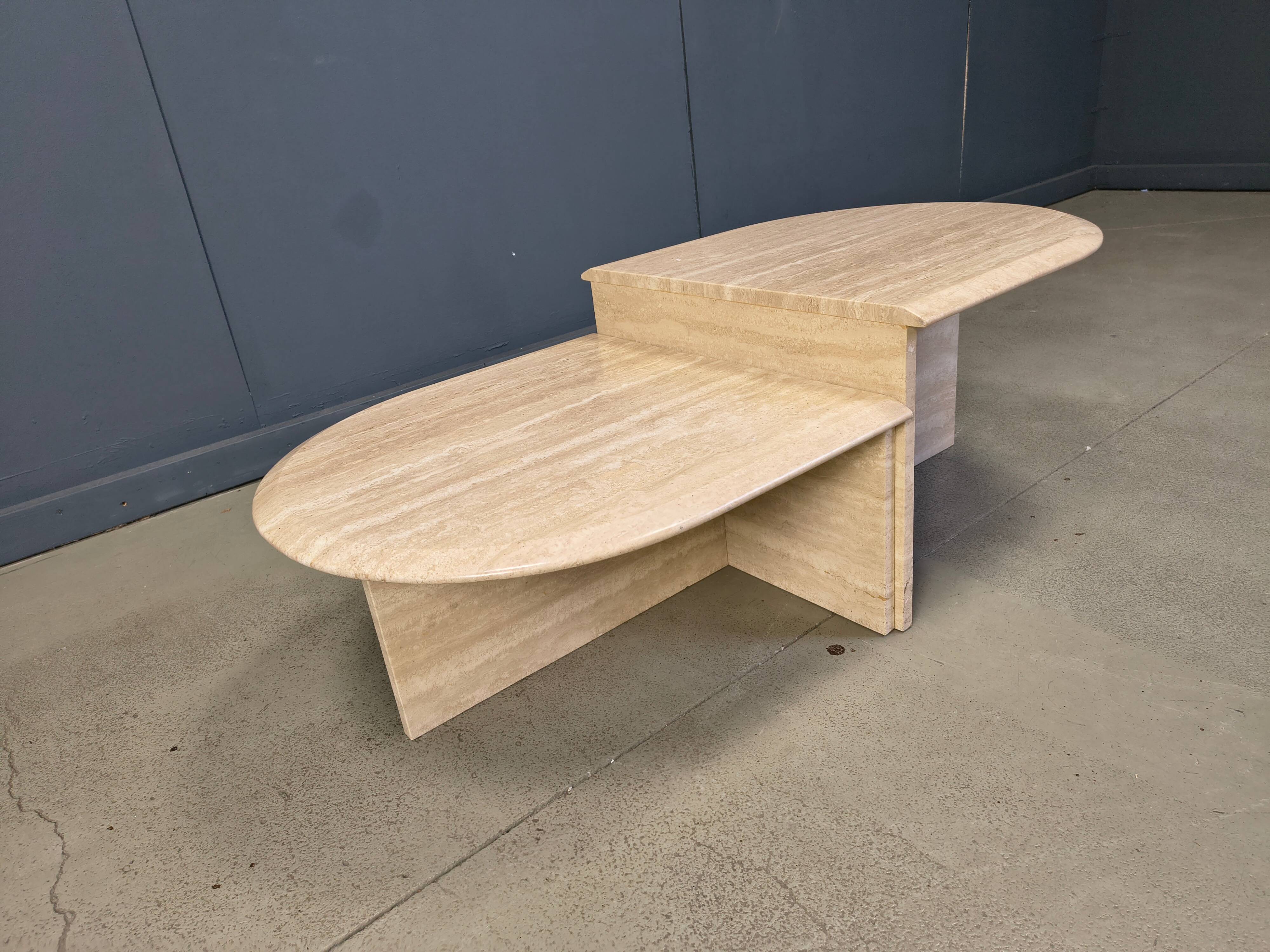 Pair of vintage travertine coffee tables or side tables, 1970s