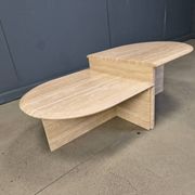 Pair of vintage travertine coffee tables or side tables, 1970s