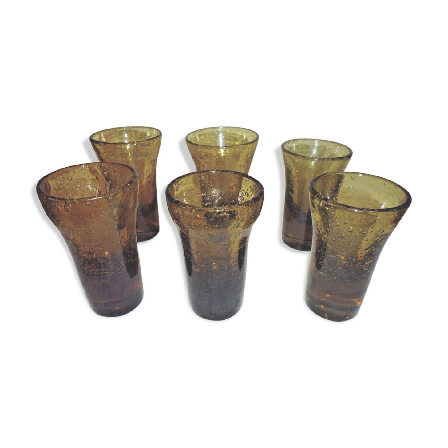Biot's 6-glass bubble aperitif set signed amber