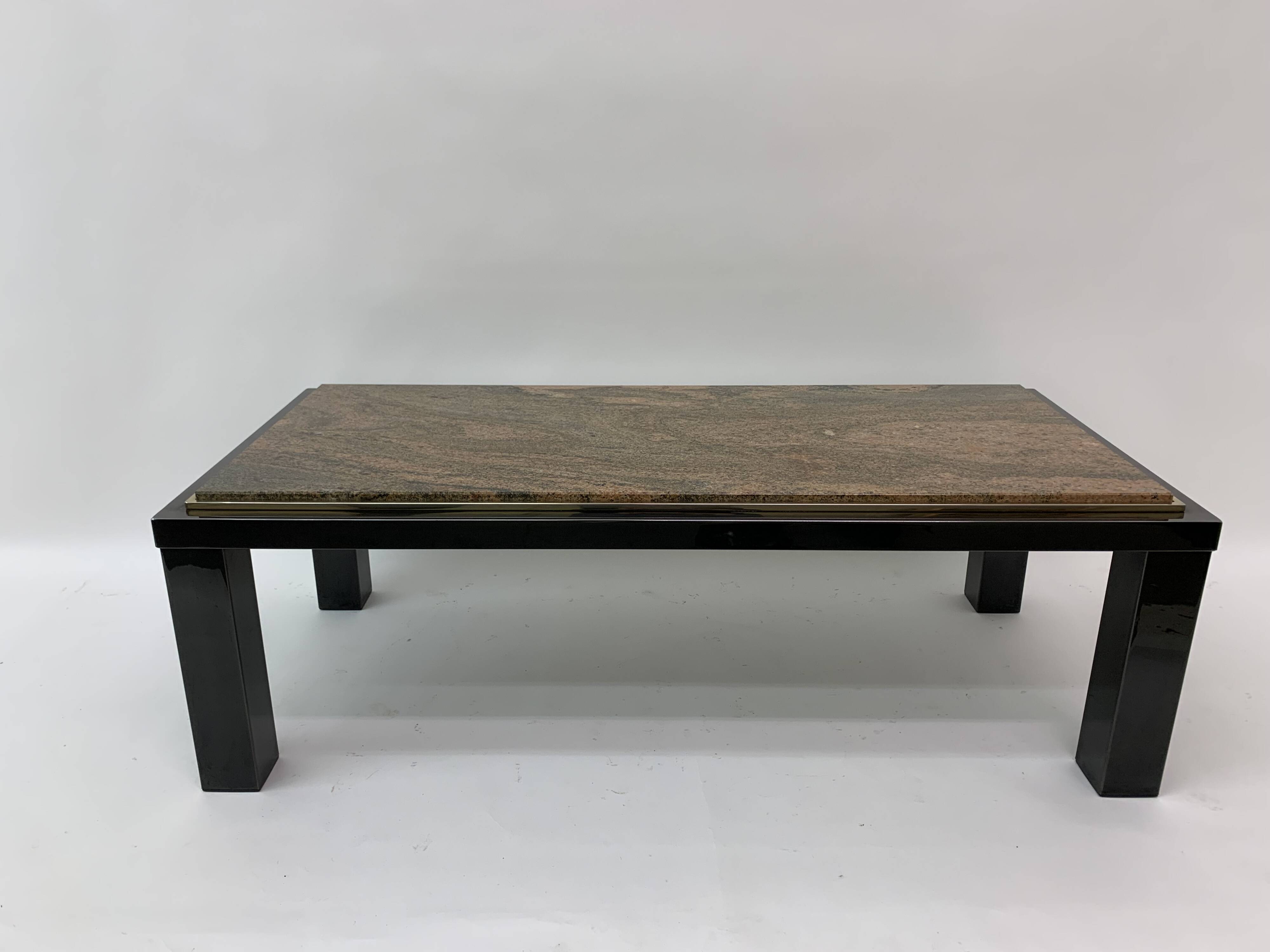 Mid-century Hollywood Regency granite Coffee Table By Fedam Design Belgium