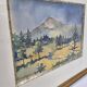 Framed watercolor by Henri Lindegaard 1975 - Forest and mountain landscape