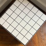 Checkerboard cube bedside table tiled white retro black tile
