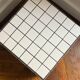 Checkerboard cube bedside table tiled white retro black tile