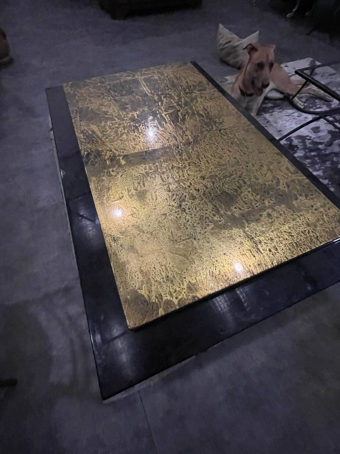 1970 black and gold lacquered coffee table