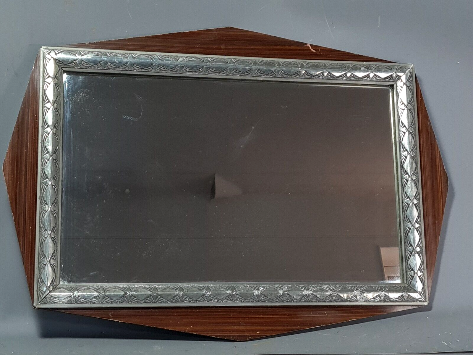 Art-deco mirror frame wood silver stucco 61x43 cm SB