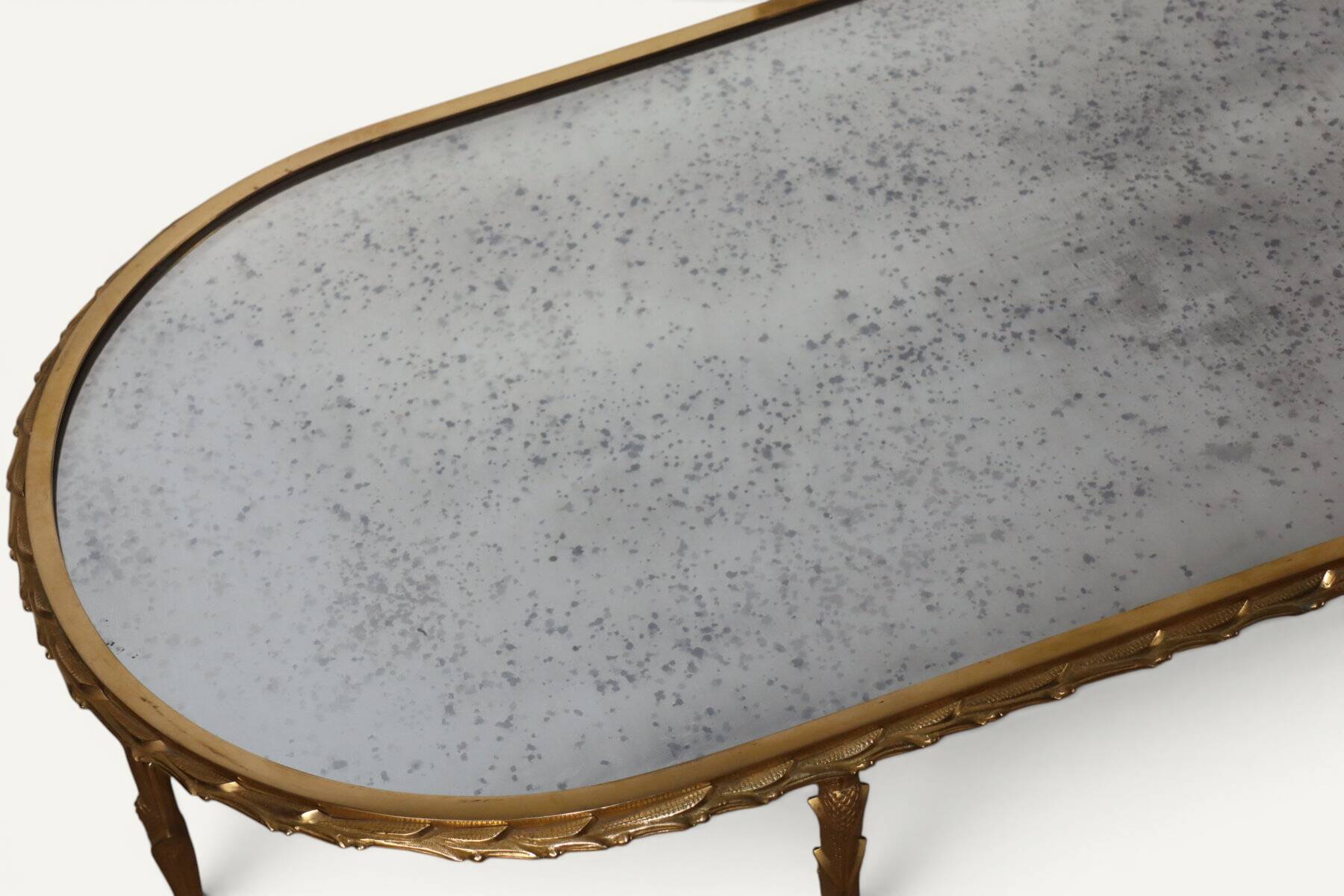 Maison Baguès coffee table in gilded bronze and aged mirror – 1950s