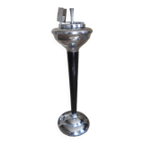 art deco chrome and black wood ashtray