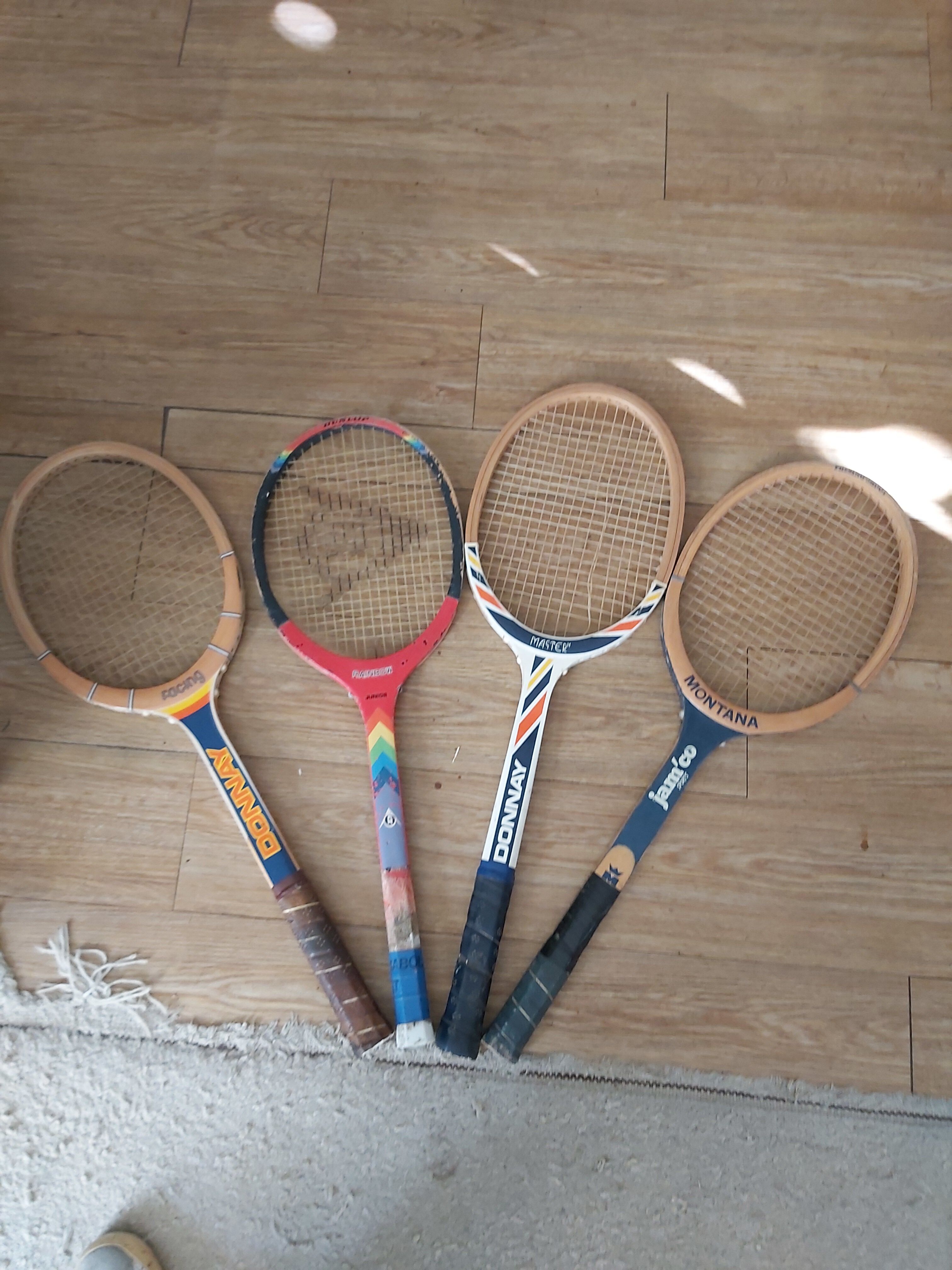 Series of 4 vintage tennis rackets