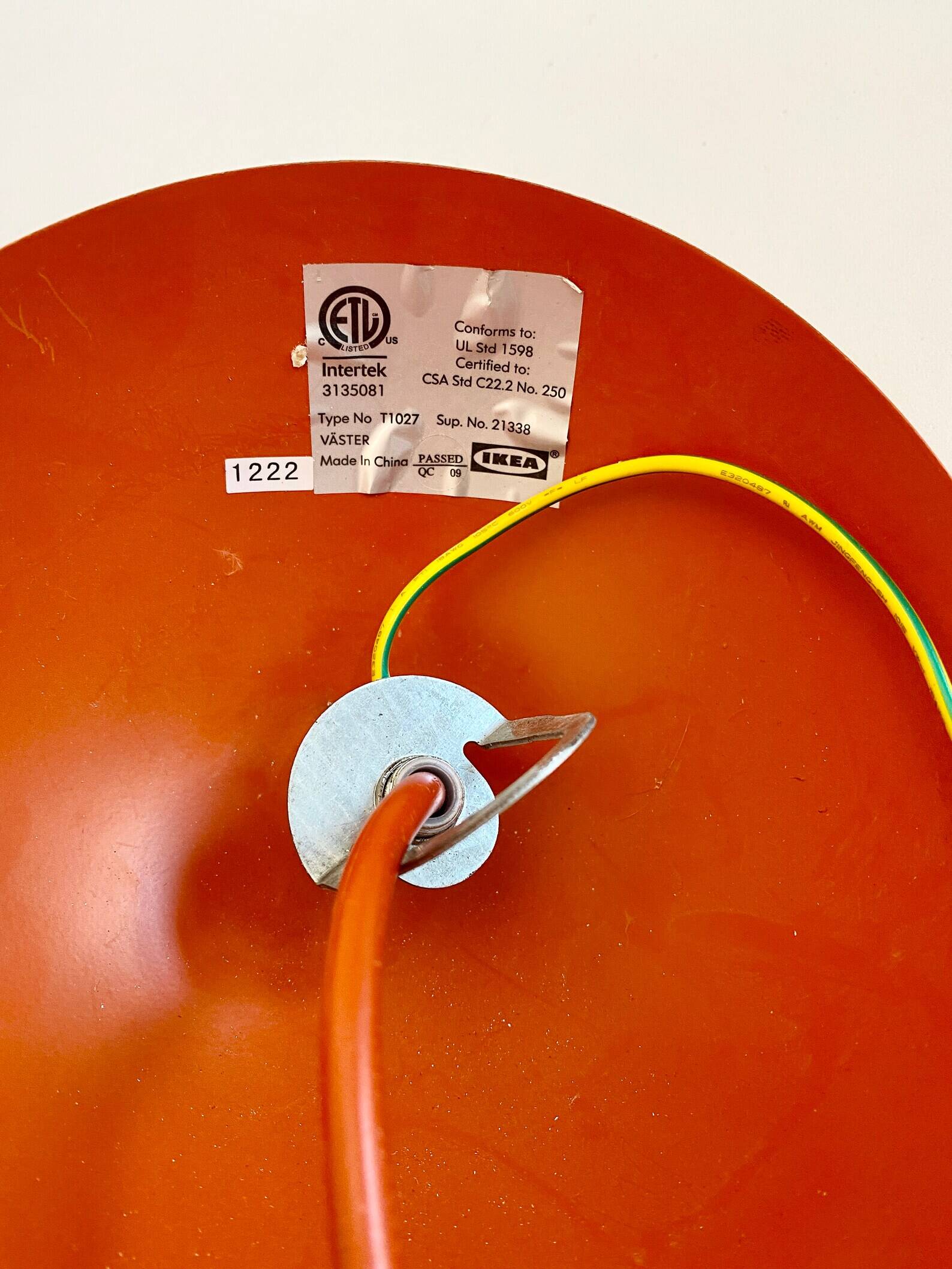 Vintage Ikea Väster Orange Space Age Pendant Lamp 1990 - Knut Hagberg Design