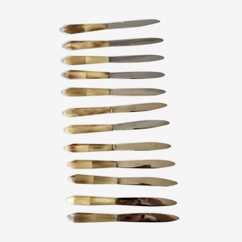 Lot de 12 couteaux en bakélite années 50