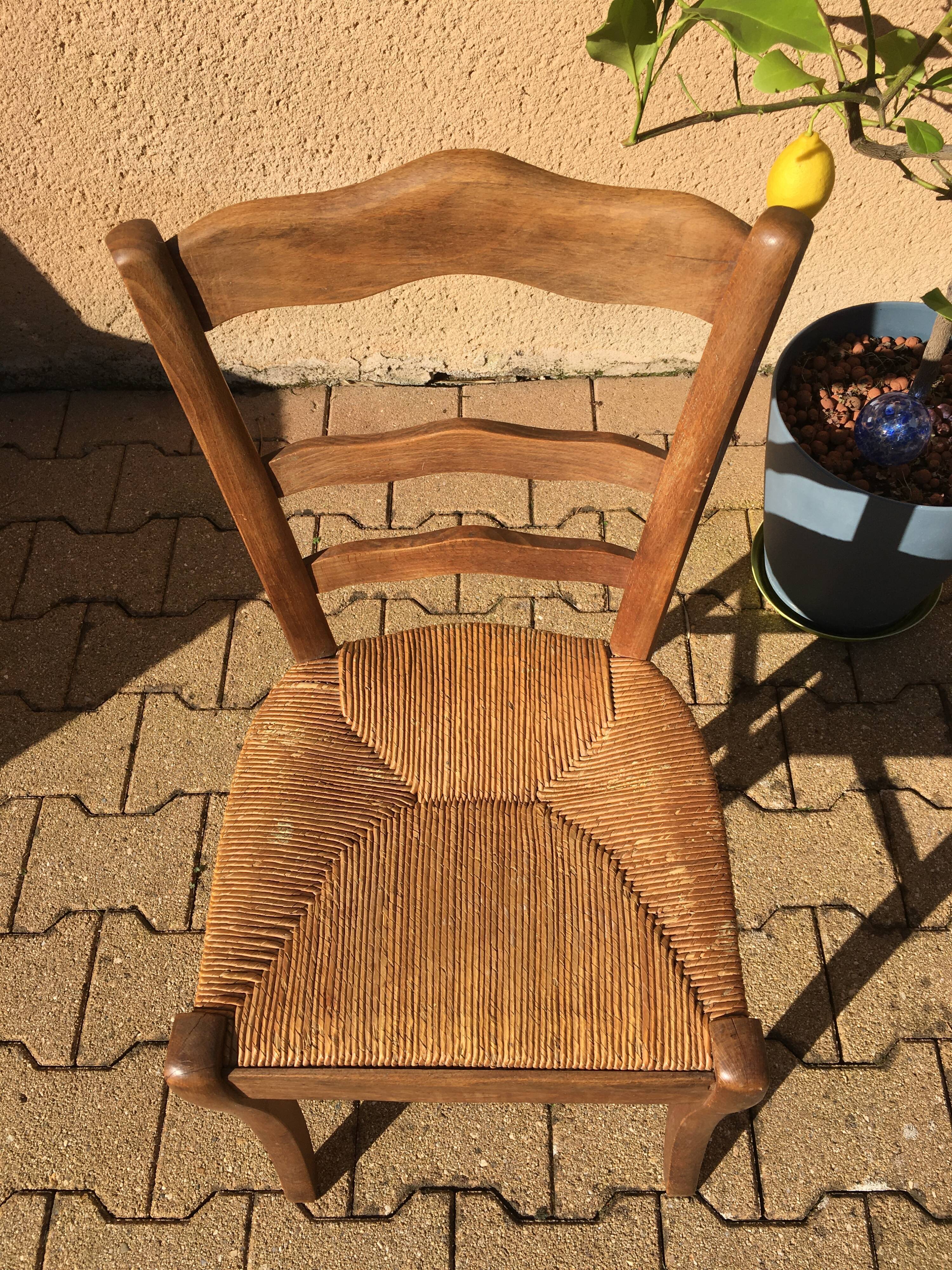 Wooden and straw chair