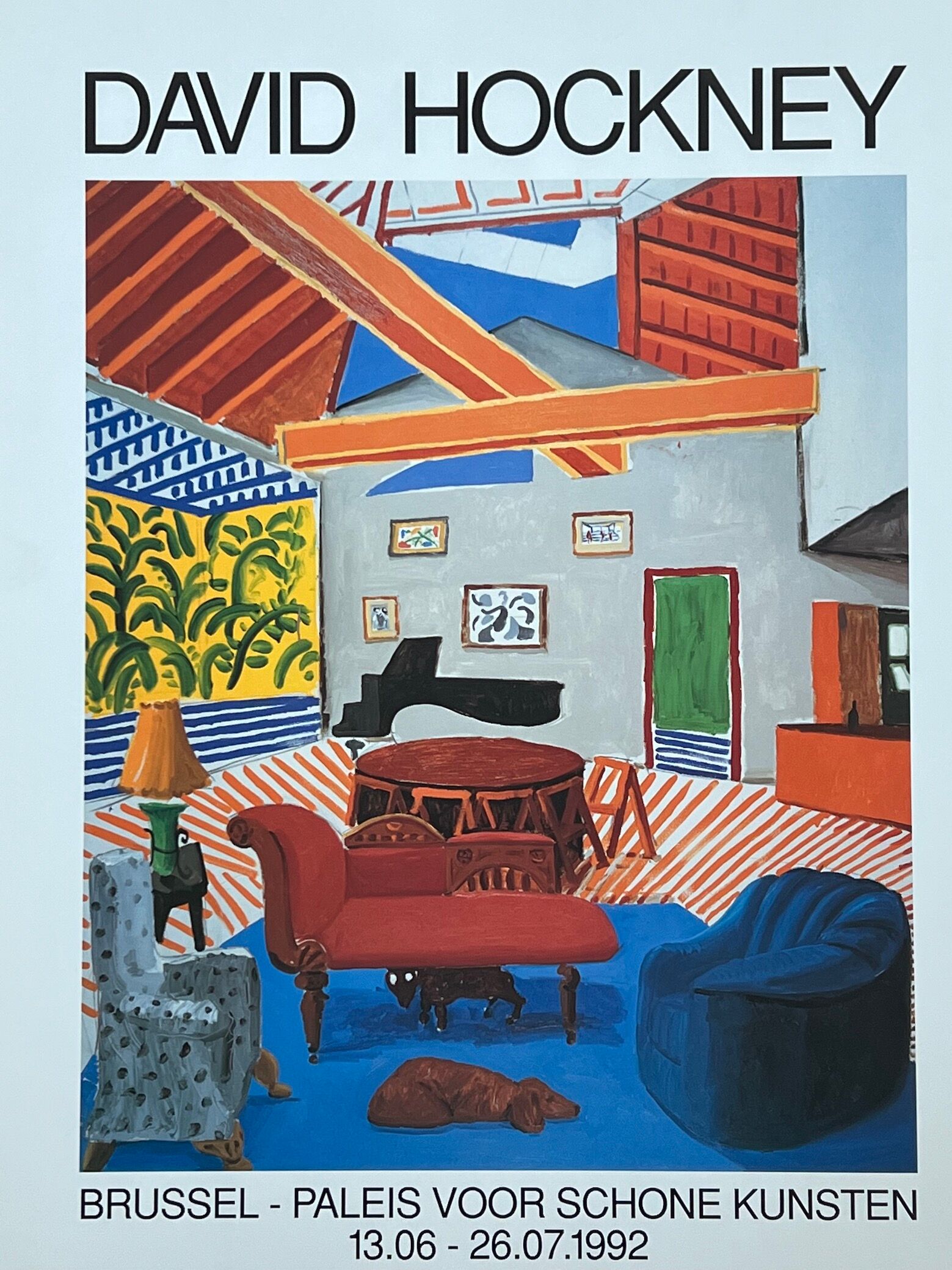 David HOCKNEY (1937) Original Vintage Poster Palais des Beaux Arts, Brussels, 1992