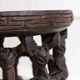Dark brown hand-carved Bamileke stool and side table in solid wood, Cameroon, African Art, 1950s