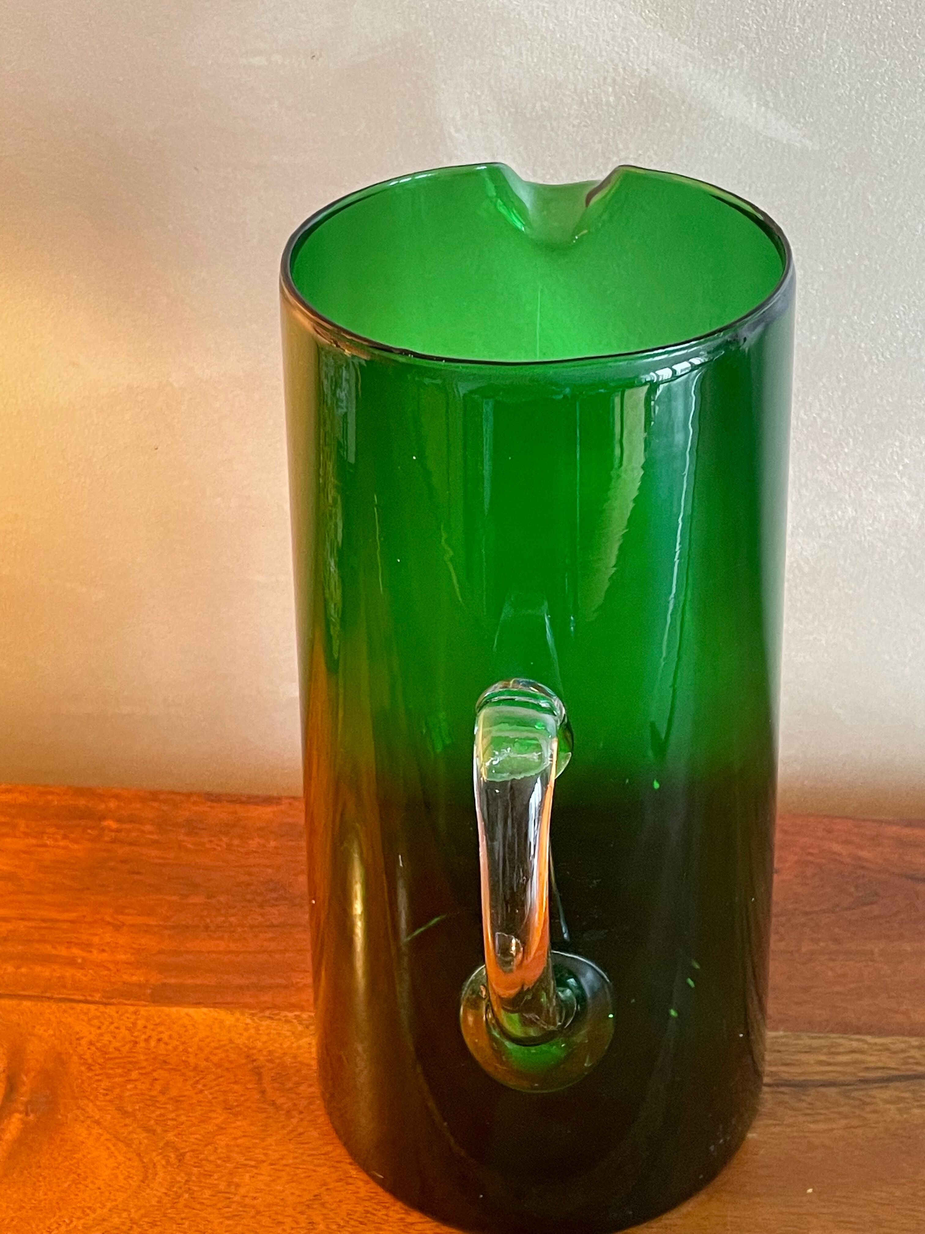 Green glass pitcher