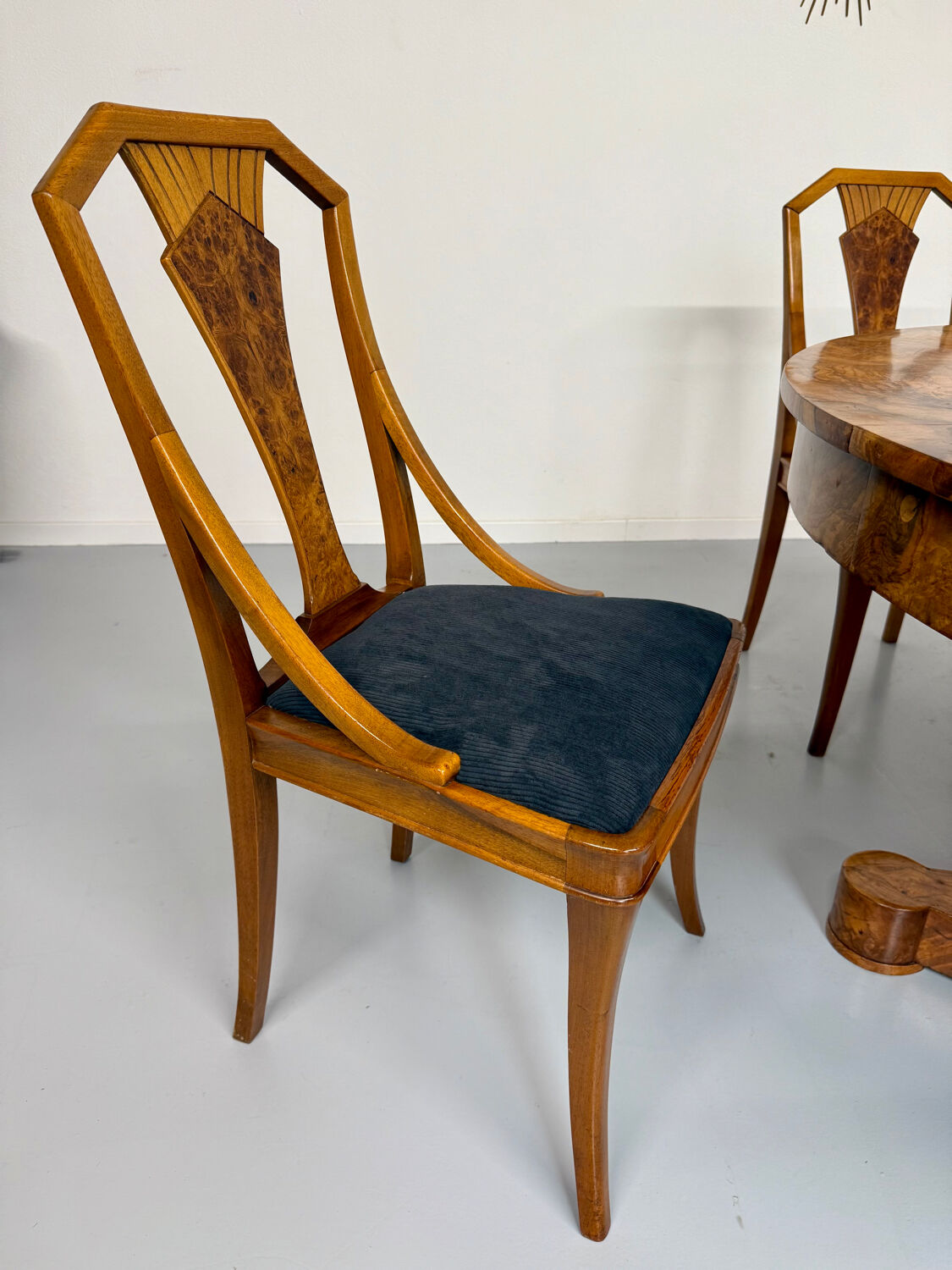 Set of 4 walnut/burl wood chairs, Art Nouveau, early 20th century