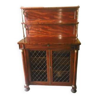 Antique wooden sideboard with shelves and mesh doors – 19th century style