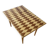 table basse en bois années 50 marqueterie 1950