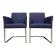 Pair of Walter Knoll armchairs in blue fabric and chromed metal