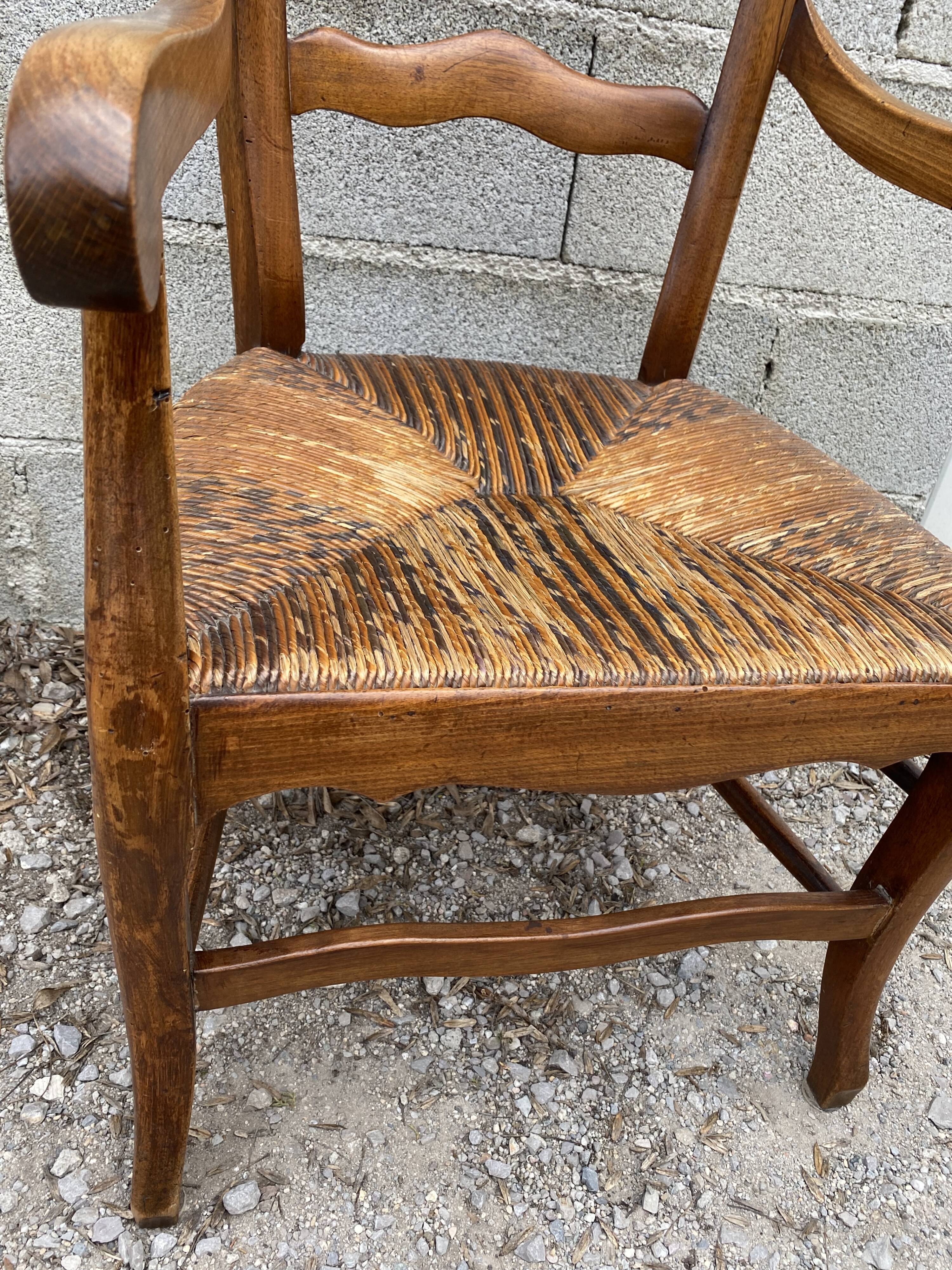 Straw country armchair