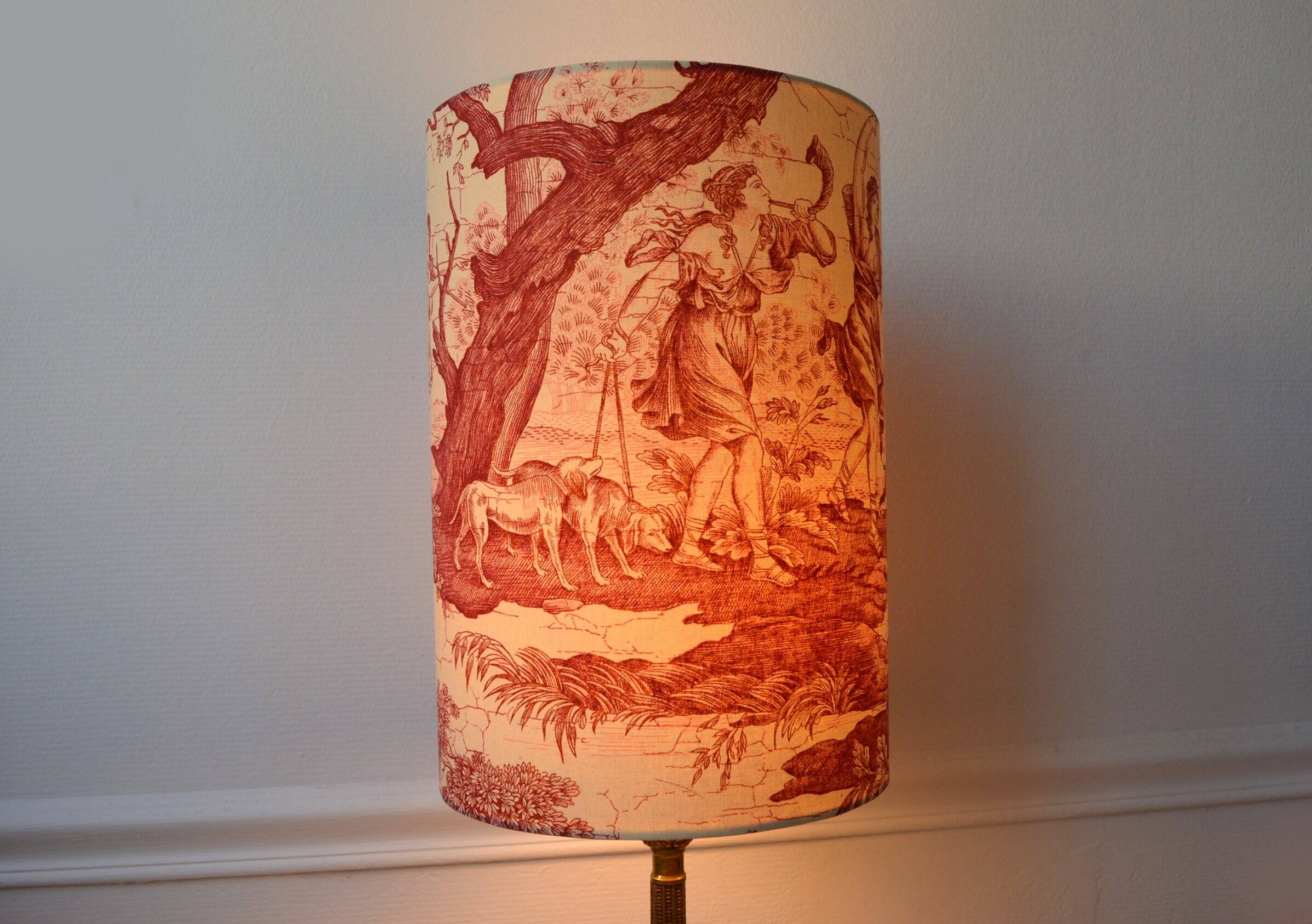 Red toile de Jouy lampshade