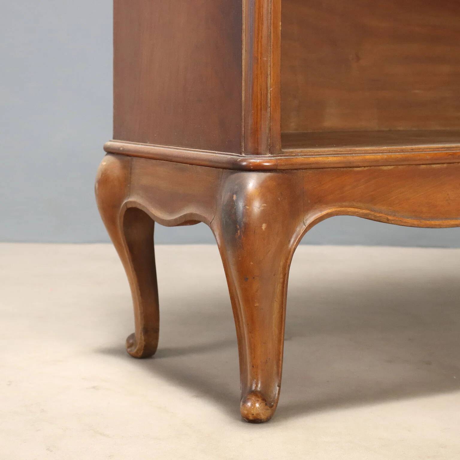 Open walnut library with balustrade - Italy 20th century