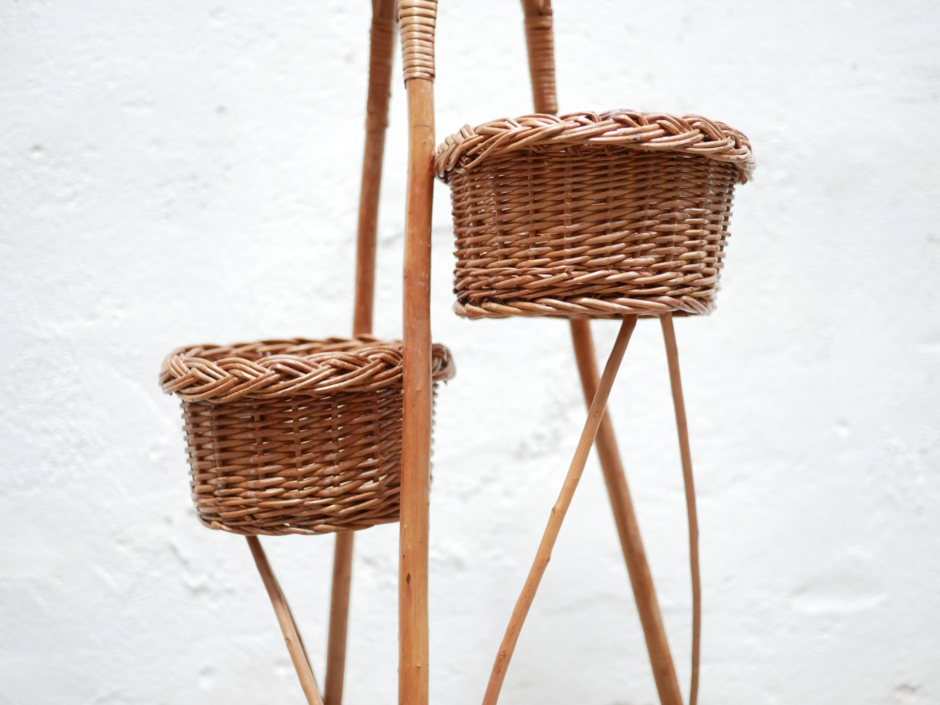 Vintage rattan plant holder