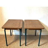 Pair of vintage wood and metal bedside tables