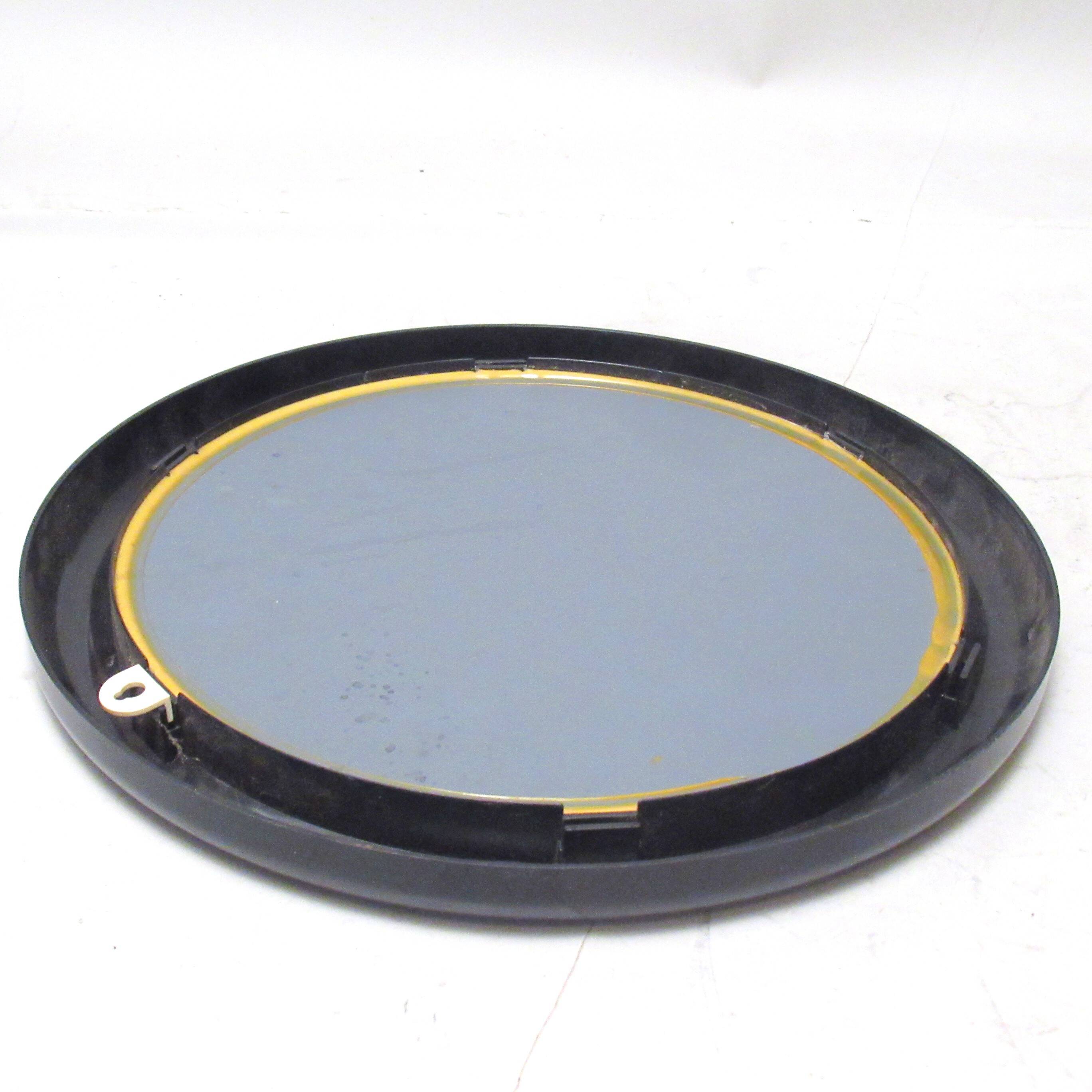 Round black plastic mirror 1970s