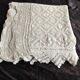 White cotton bedspread - sofa throw with geometric patterns