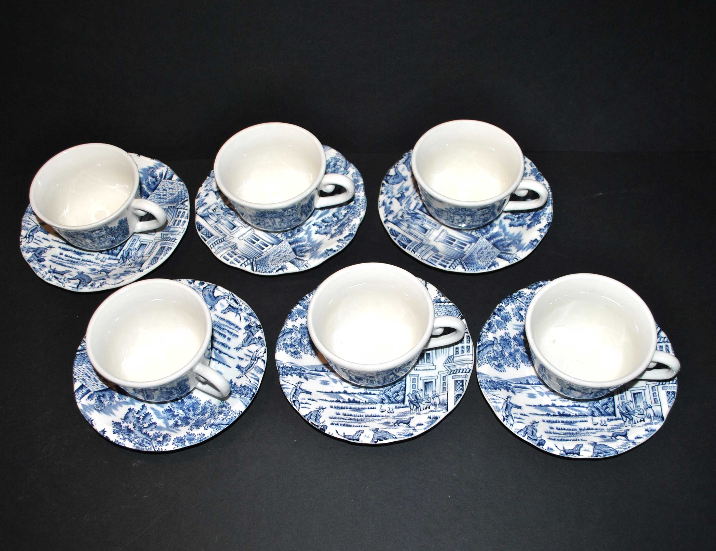 Series of 6 cups and saucers
