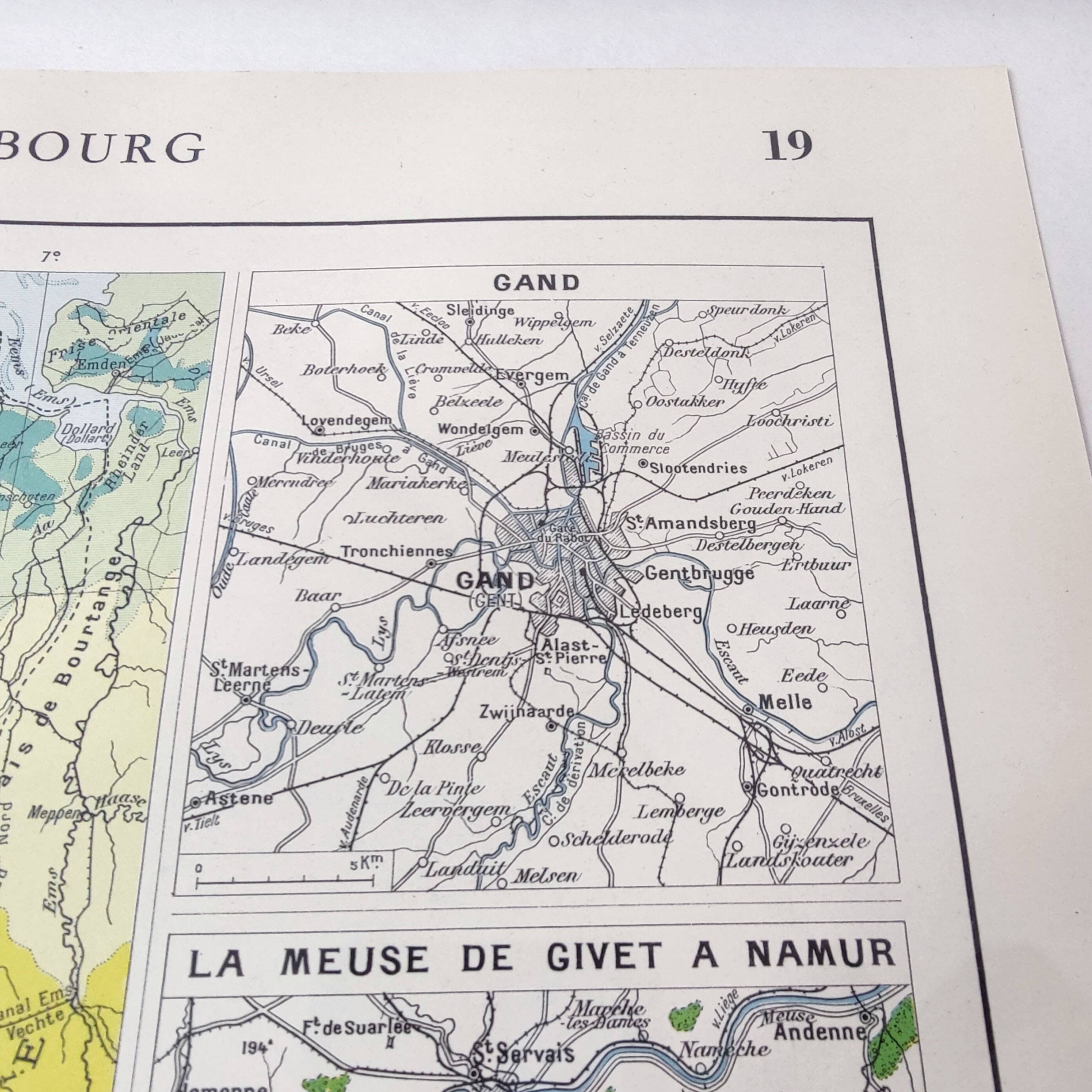 Vintage map of Netherlands Belgium Luxembourg 43x43cm from 1950