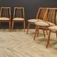 Six mid century dining table chairs