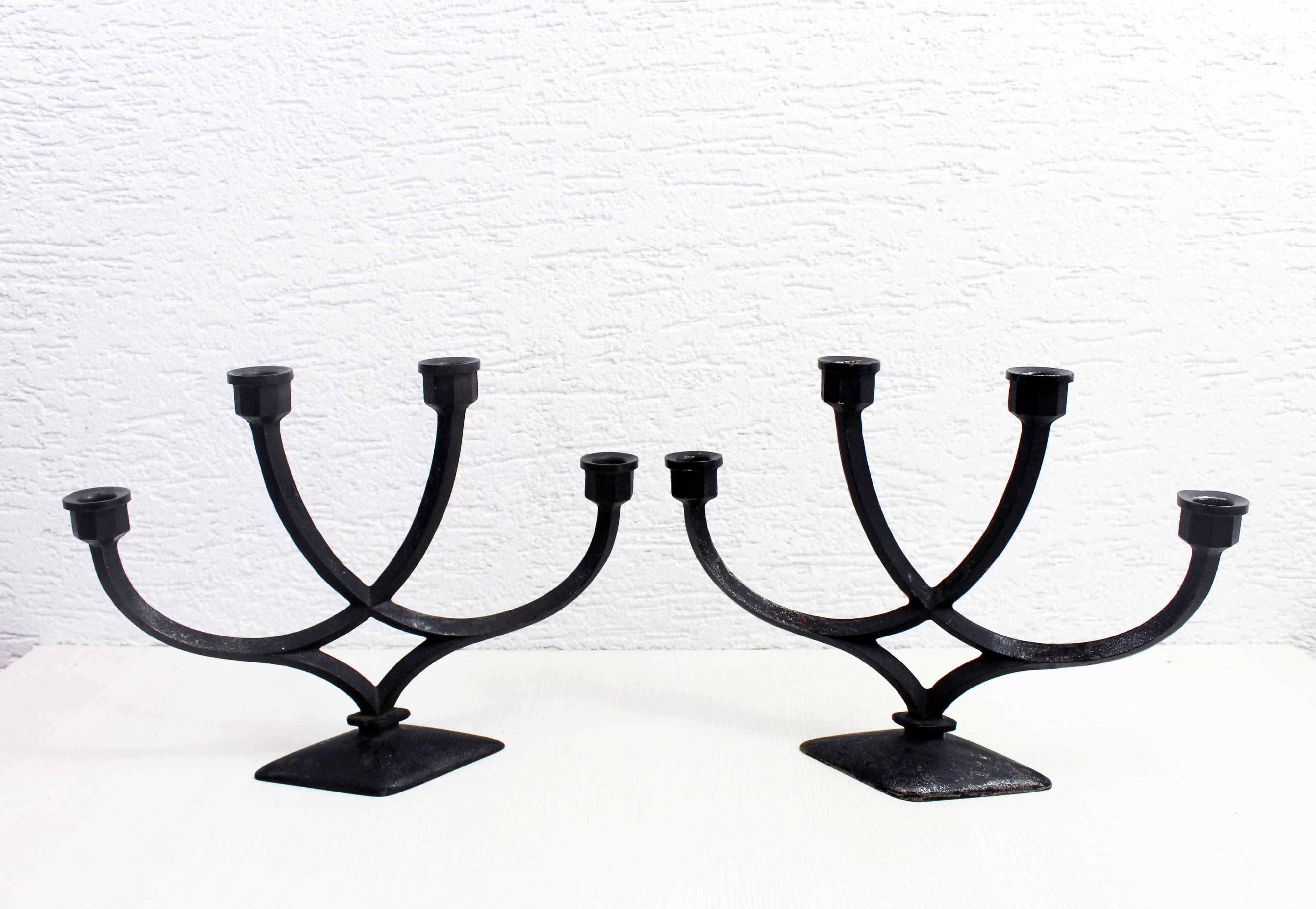 Pair of Scandinavian cast iron candlesticks 1970