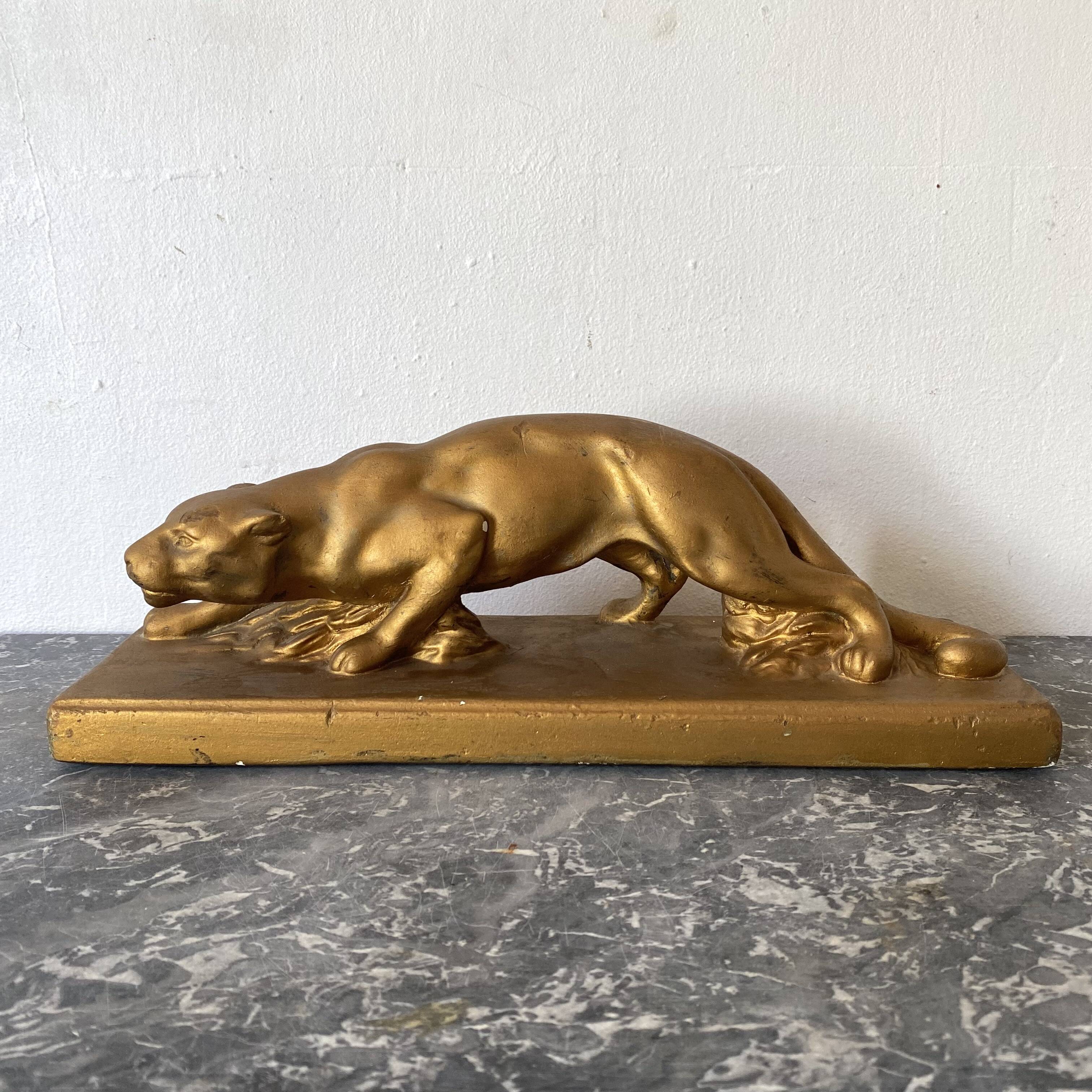 1950s gilded plaster panther