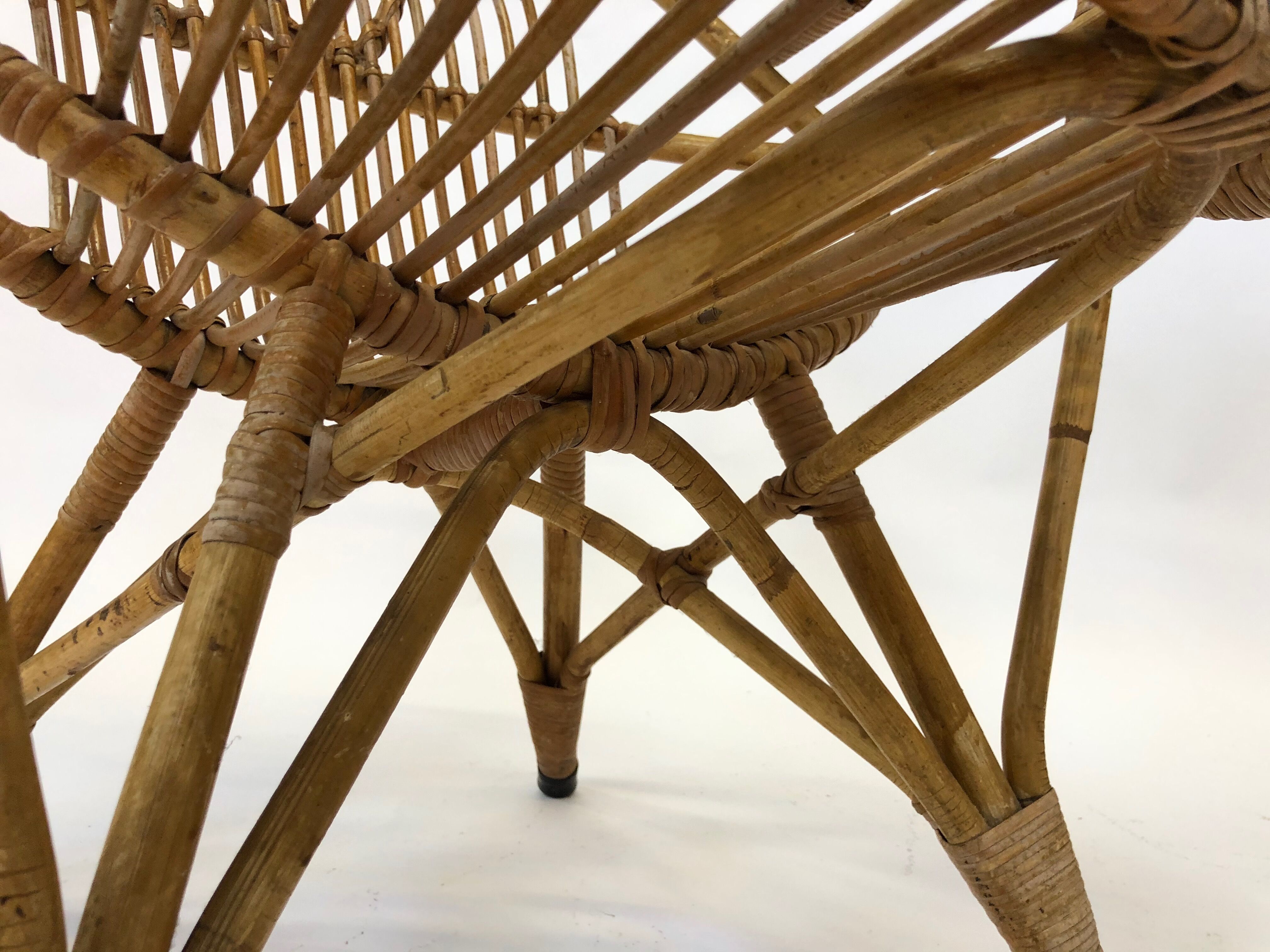 Rattan armchair by Rohe Noordwolde, 1960