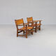 50s oak brutalist spanish chair with saddle leather