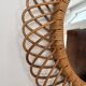 Italian Circle Rattan Bamboo Wall Mirror, 1960s