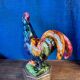 Ceramic sculpture of a rooster from Bavent, glazed terracotta, 1960.