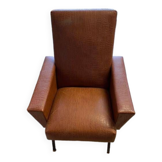 Brown faux leather armchair