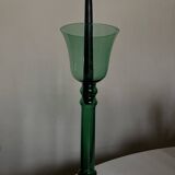 XXL tulip candle holder in blown green glass from the 1960s