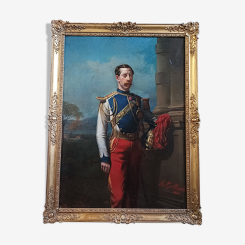 M. gallandat oil on canvas 19th portrait of an officer