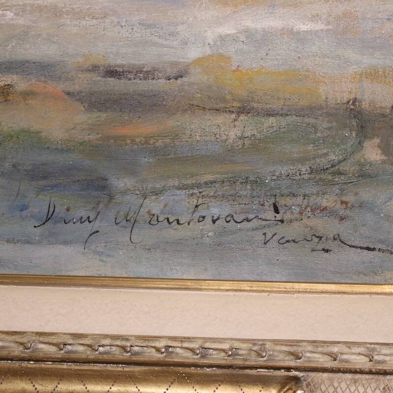 Great painting signed by Luigi Mantovani, View of Venice