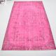 Oushak Floor Pink Wool Carpet 3148