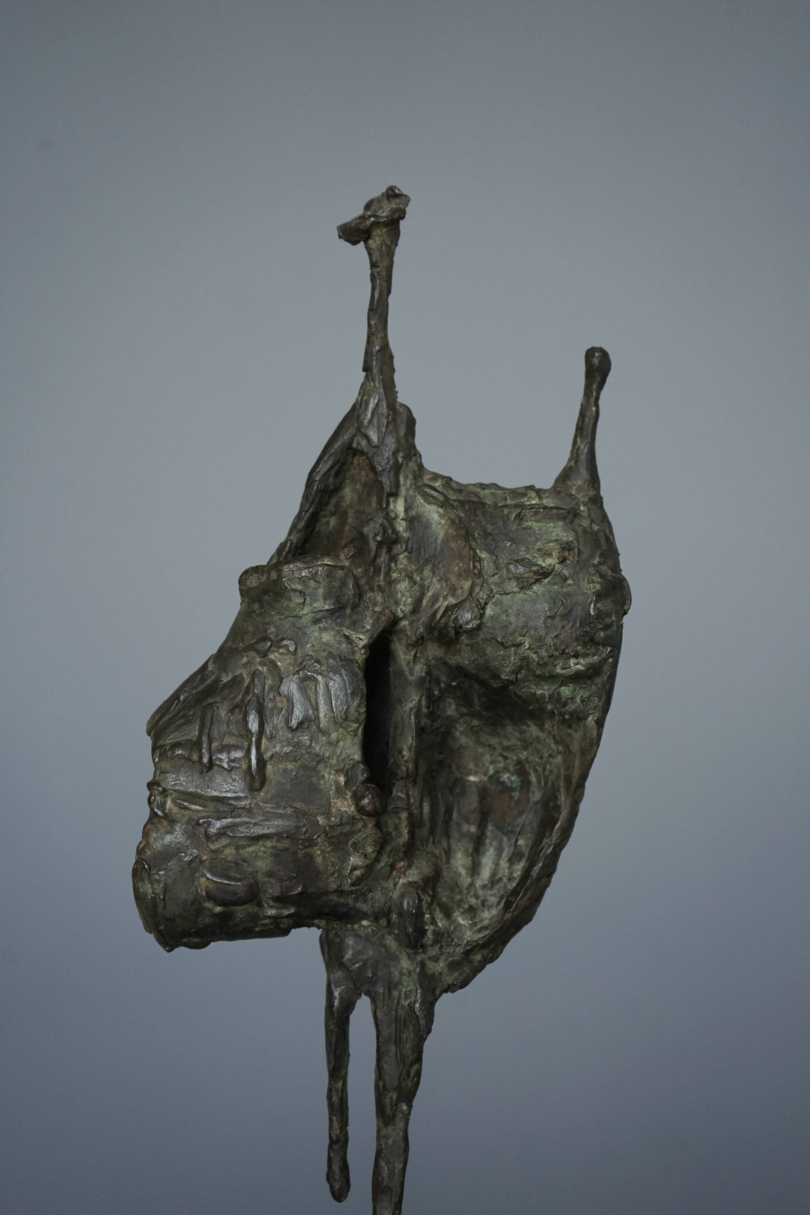 Jetty Homan, Abstract Sculpture, 1970s, Bronze & Teak