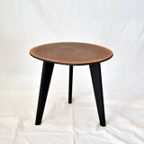 Round walnut side table